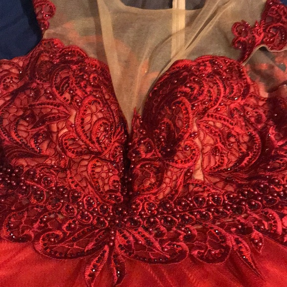 Red beaded dress - Picture 2 of 3